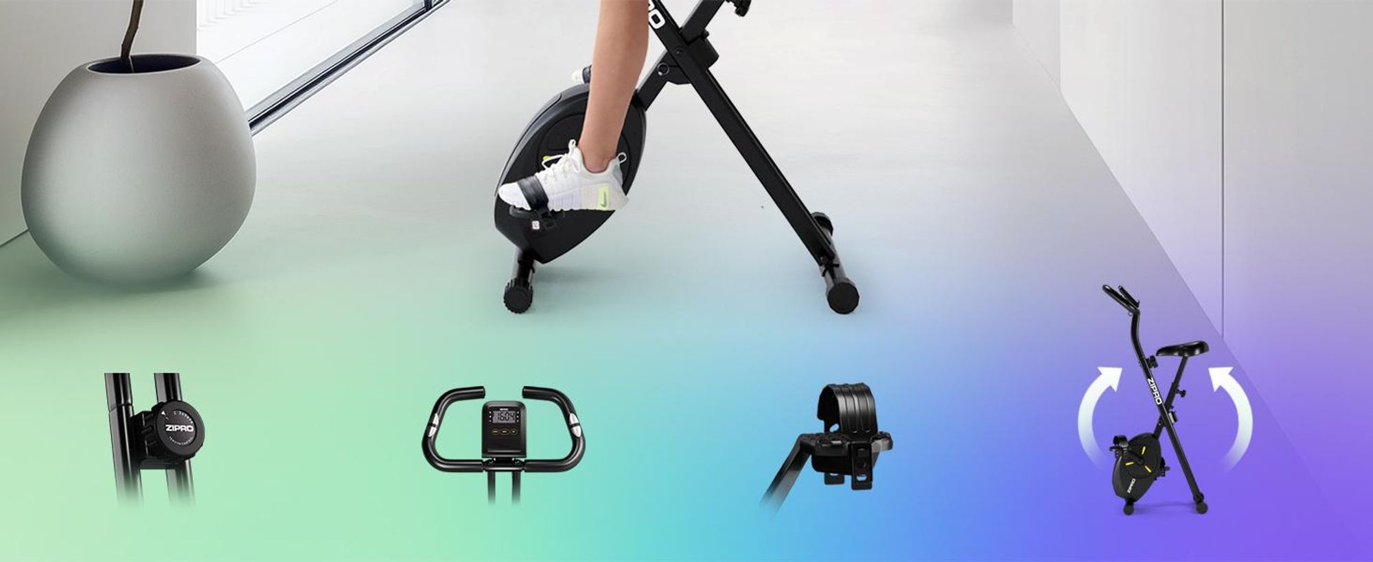 ZIPRO Heimtrainer Fahrrad Eclipse X Hometrainer klappbar platzsparend Magnetischer Ergometer Fitnessbike Cardio Fitnessgerät Puls leise Senioren 110kg