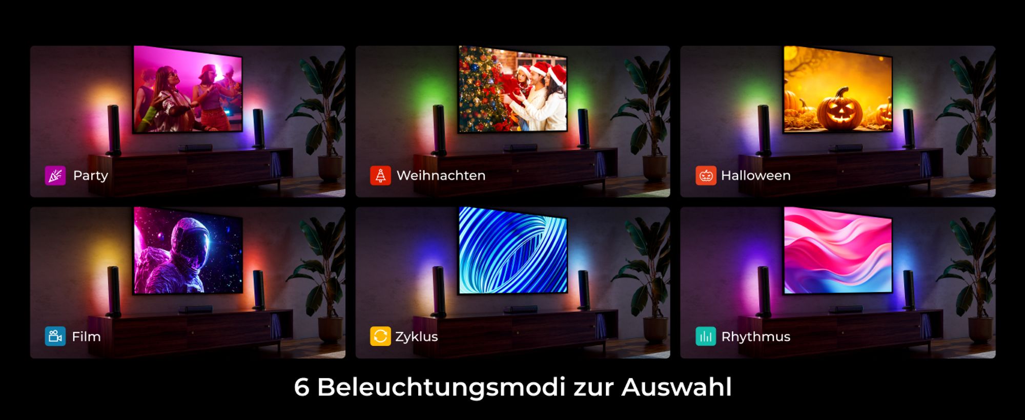 ULTIMEA 7.1ch abnehmbare Soundbar mit RGB Licht, Virtual Surround Sound System mit Subwoofer, 2 Surround Lautsprecher, 410W