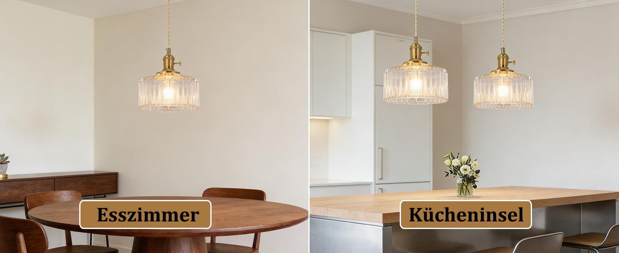 Glas Pendelleuchte Vintage Hängelampe mit Glasschirm Höhenverstellbare Deckenleuchte für Kücheninsel, Esszimmer, Schlafzimmer
