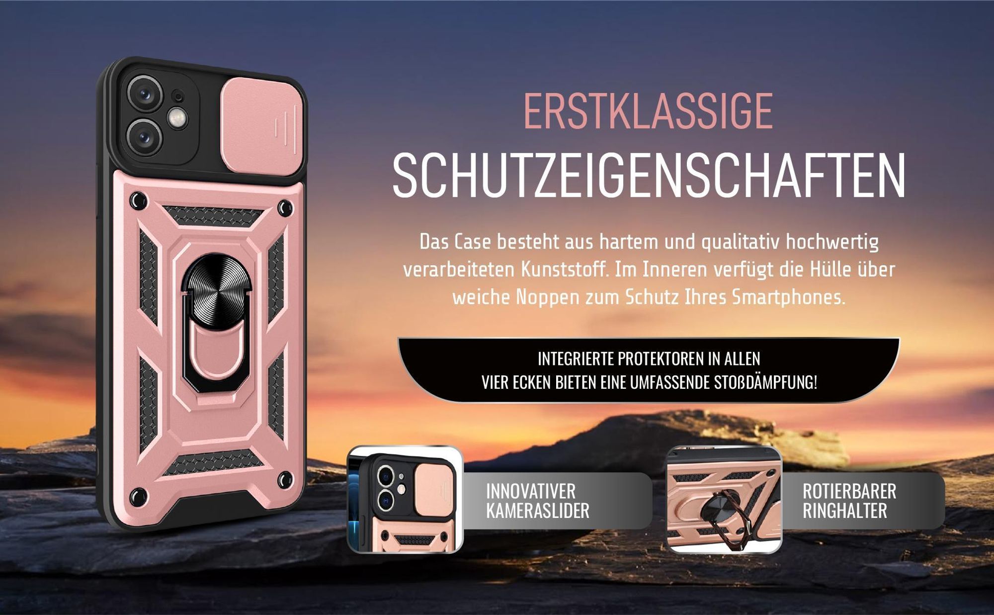Handycase in Rosegold für Apple iPhone 11 mit Ringhalter