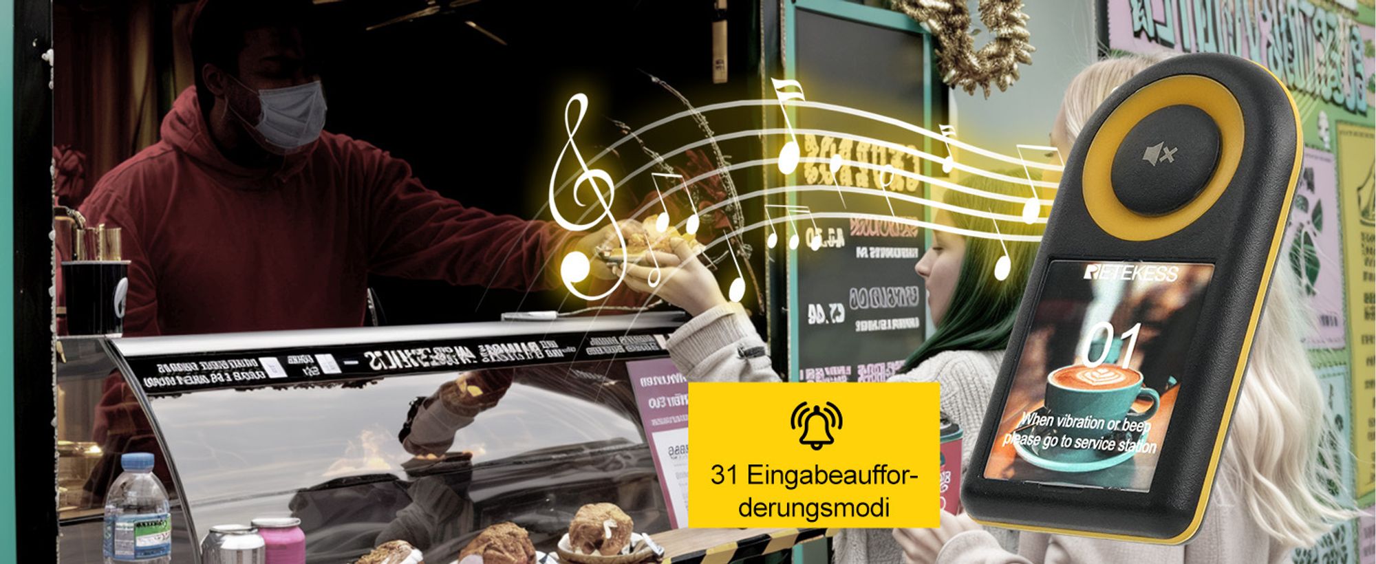 Retekess TD169 Restaurant Pager, Küchenkleingeräte mit 500M, 31 Anrufmodi, 300 mAh Akku, IP67, Pager Pieper für Hotel, Bar, Café (20 Pagers)