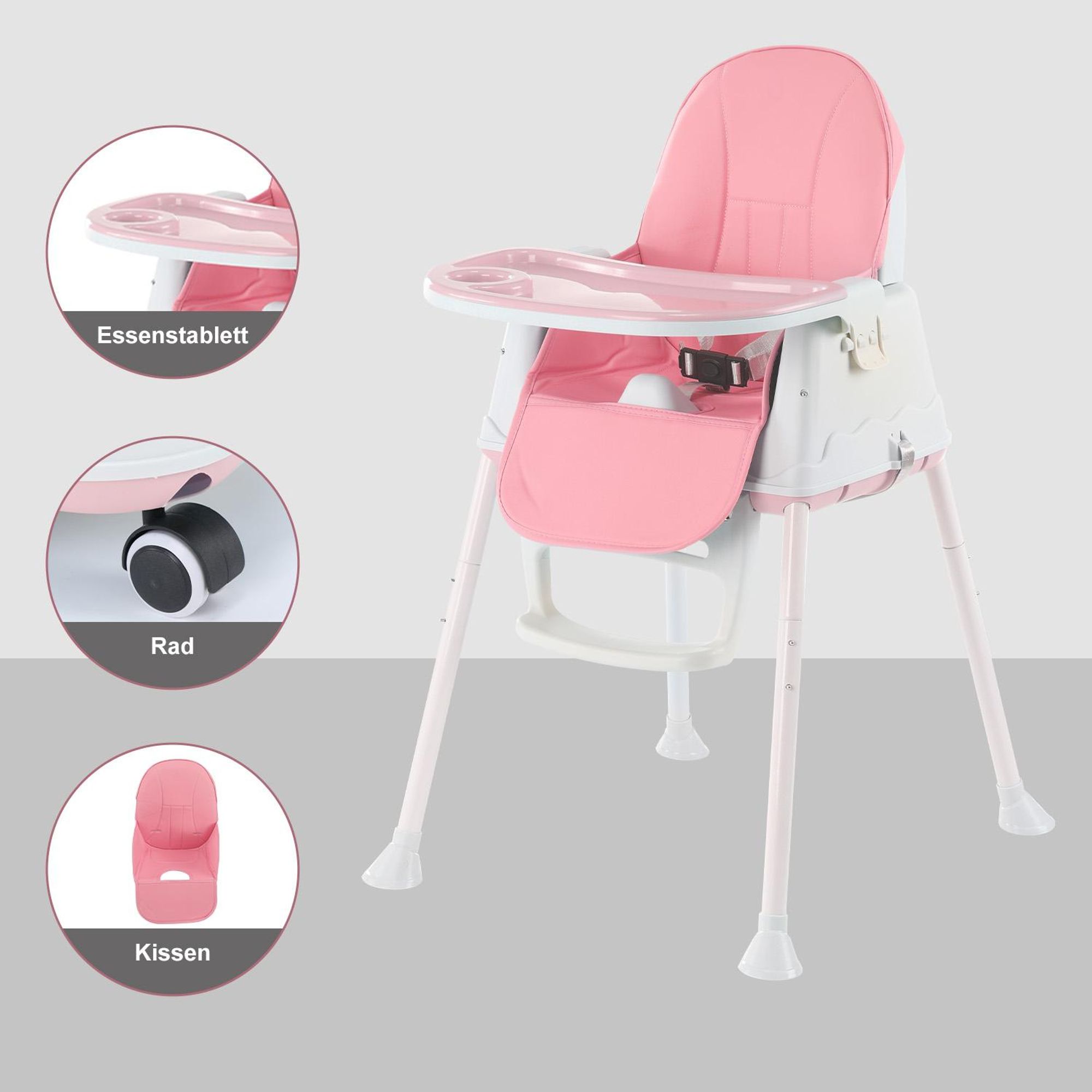 OYAJIA Kinderstuhl 2-in-1 Baby Kinderstuhl, kinderstuhl Mitwachsend Stuhl Abnehmbar Verstellbare Höhe und Breite, Babystuhl mit Tablett 3-Punkt-Gurt