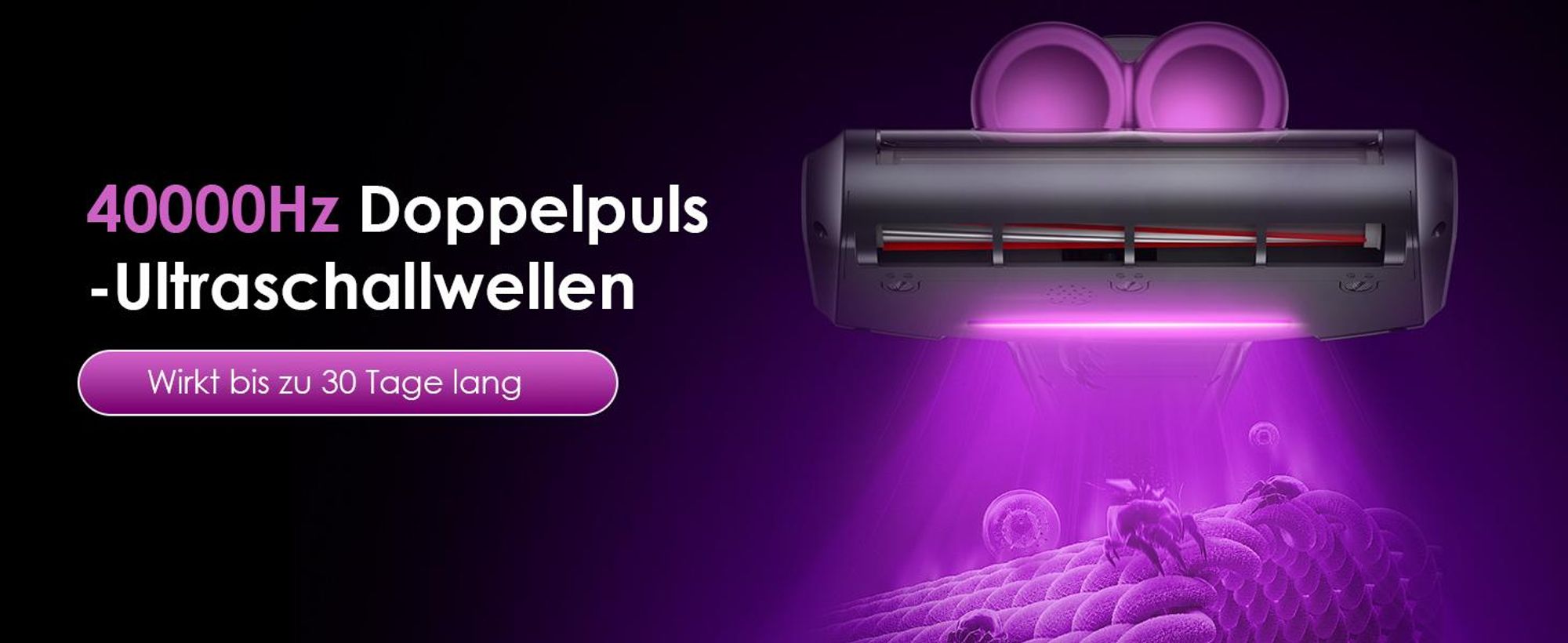 Kabelloser Milbensauger, 13000Pa Staubsauger für Matratzen, 253.7nm UV-C Licht Milbenentferner, HEPA-Filter Handstaubsauger mit Doppelbehälter