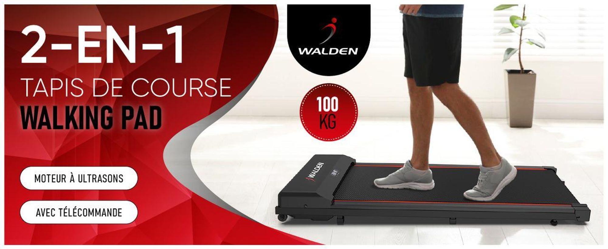 Walden F2200 Walking Pad 2-in-1 Laufband (1-6 km/h) kompakt, leise & komfortabel für Heimbüro, Fitness & leichtes Training