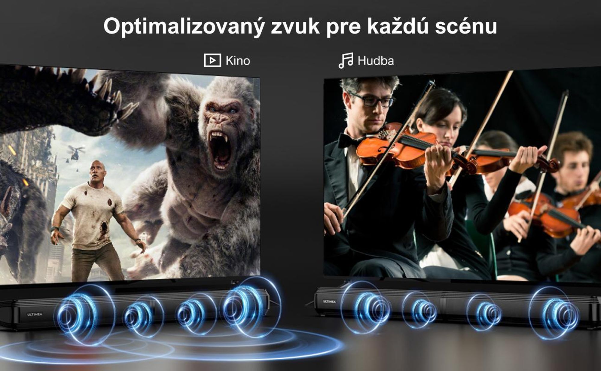 ULTIMEA 2.2-kanálový soundbar pre TV prijímače, deliteľný soundbar 2 v 1, Bluetooth® 5.3, 3 režimy EQ a nastaviteľné basy, ARC/Optical/Aux, Apollo S40