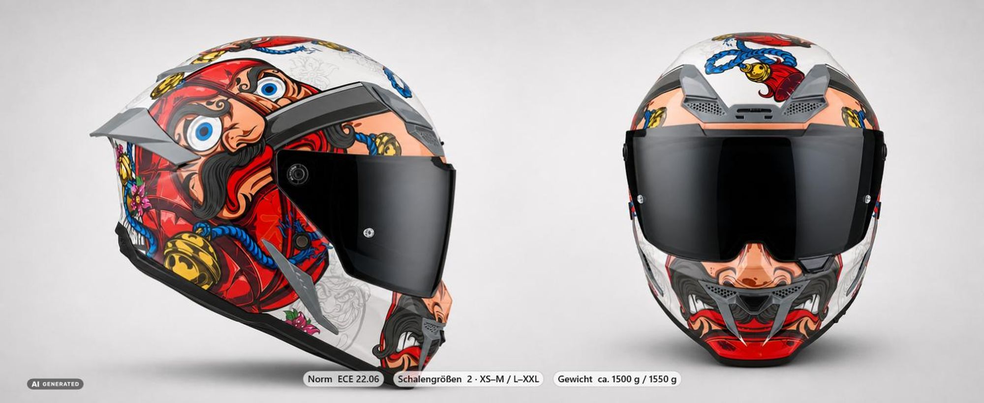 Motorradhelm Blade Luck 2XL mit integriertem Sonnenvisier und Pinlock-Vorbereitung