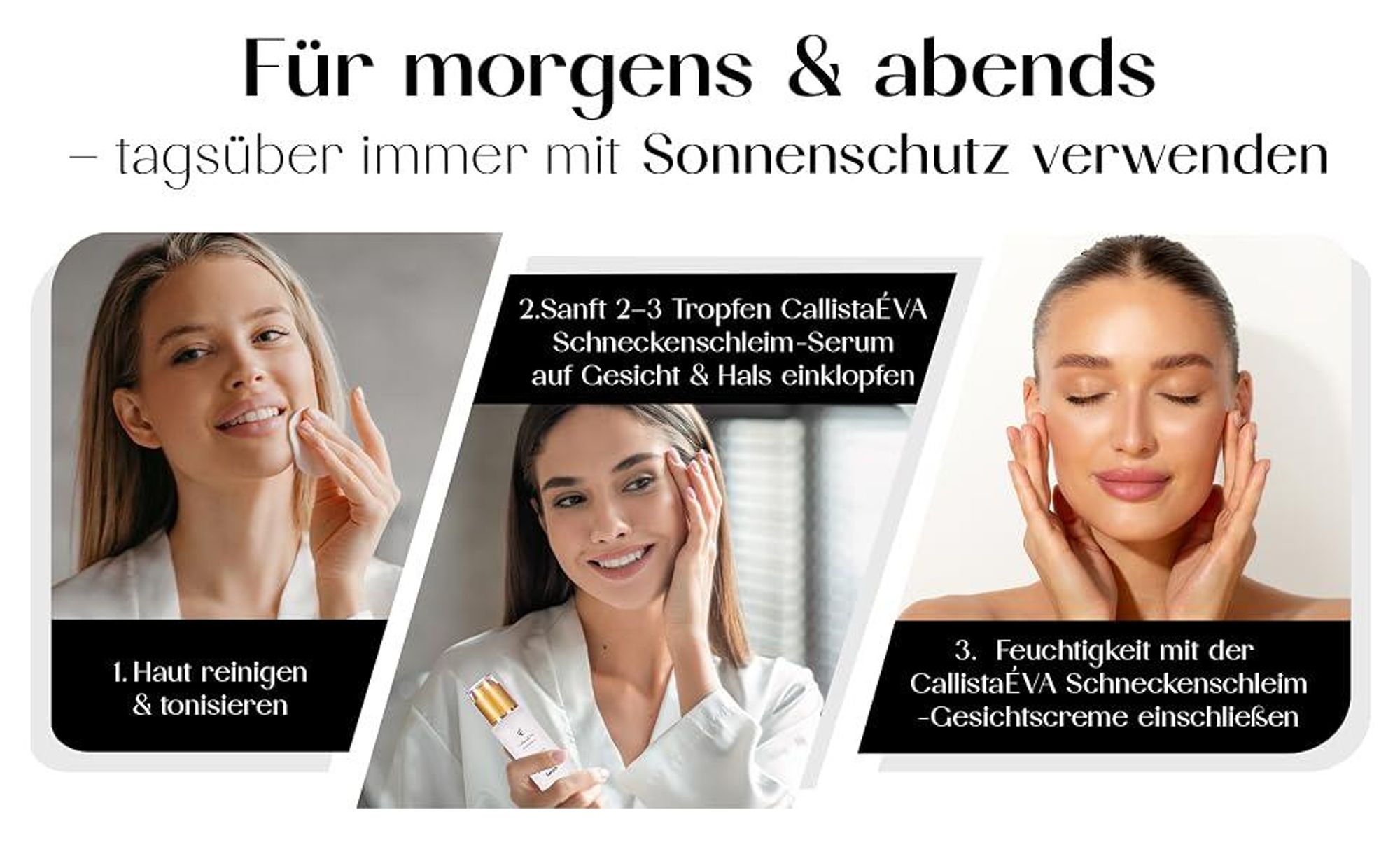 CallistaÉVA Schneckenschleim Gesichtsserum mit Niacinamid & Tranexamsäure – Feuchtigkeitsspendendes Anti-Aging Serum für strahlende Haut – 100ml