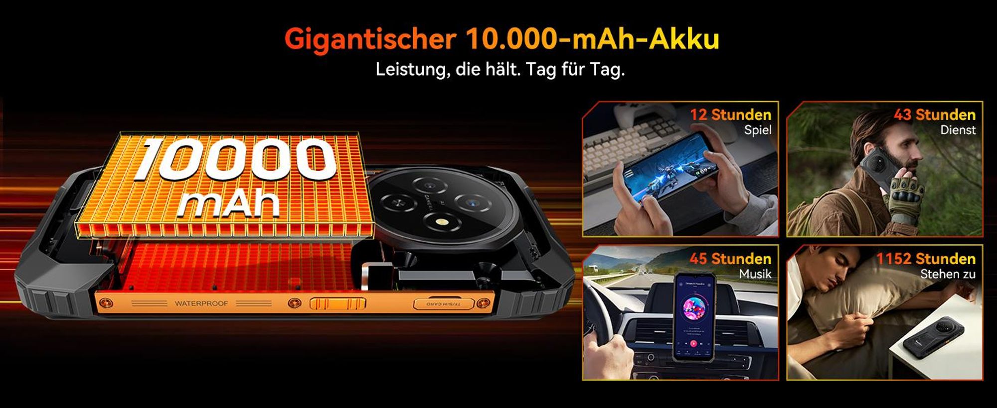 2026 Blackview FORT 1 Outdoor Handy ohne vertrag,12+256GB, 10000mAh,6.56",Android 16,NFC/390g/Dual SIM/Fingerabdruck//IP69K ,90Hz