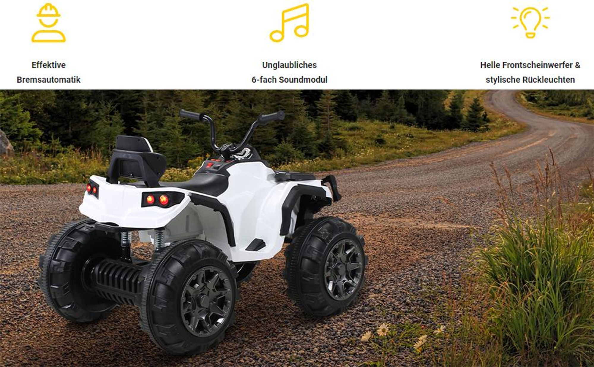 Actionbikes Motors Kinderquad Bumper | Mini Offroad Quad - Pocket Quad - Kinder Elektro Auto - Pitbike - 12V 7Ah - 2x35 Watt - Fernbedienung (Weiß)