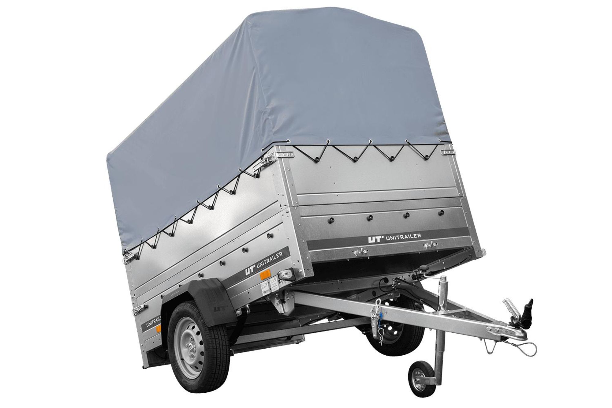Leichtanhänger auf Federn 200x125 UNITRAILER GARDEN 201/R KIPP mit BIS-Seiten, H-800-Rahmen und grauer Plane