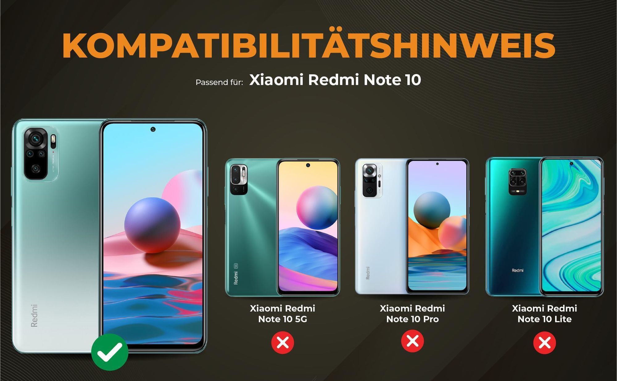 Kompatibilitätshinweise Hülle für Xiaomi Redmi Note 10