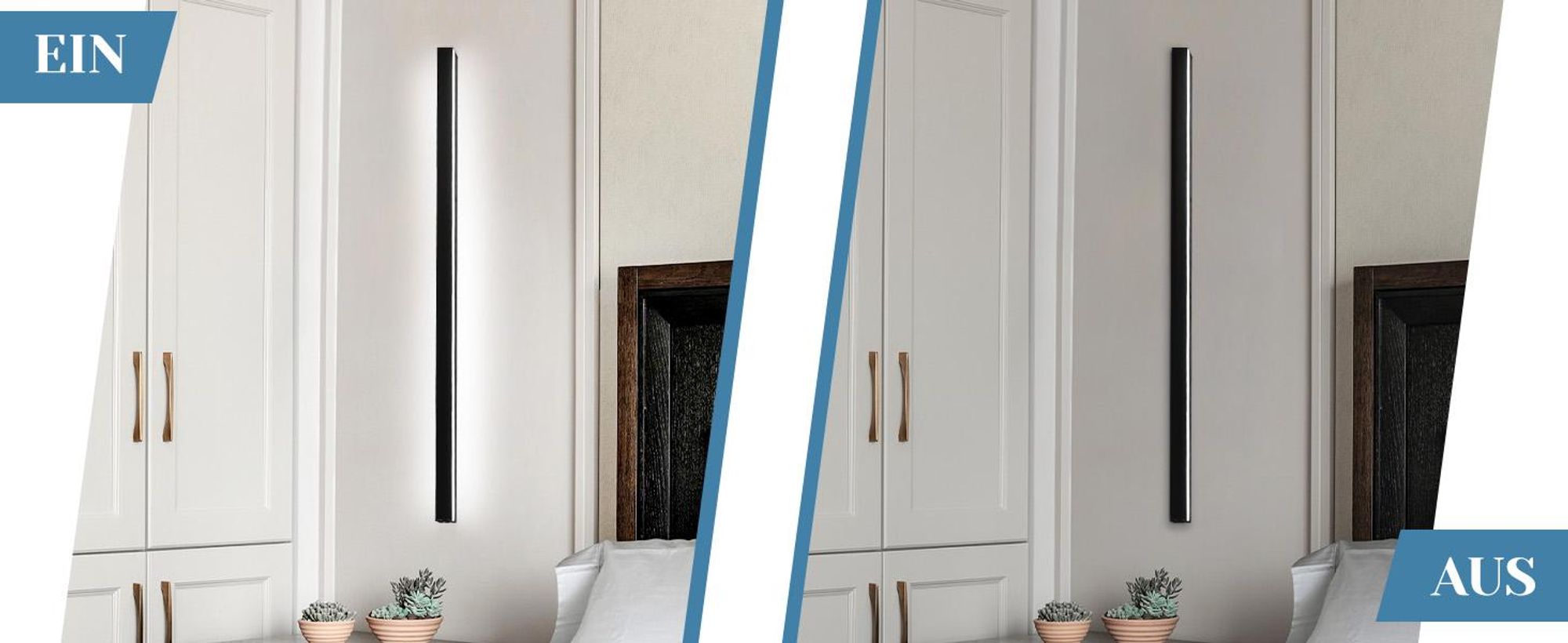 ZMH LED Wandleuchte Wandlampe 100CM Innen Schwarz Kaltweiß 32W Modern Flur Up Down Wandbeleuchtung Flurlampe für Wohnzimmer Küche Schlafzimmer Hotel