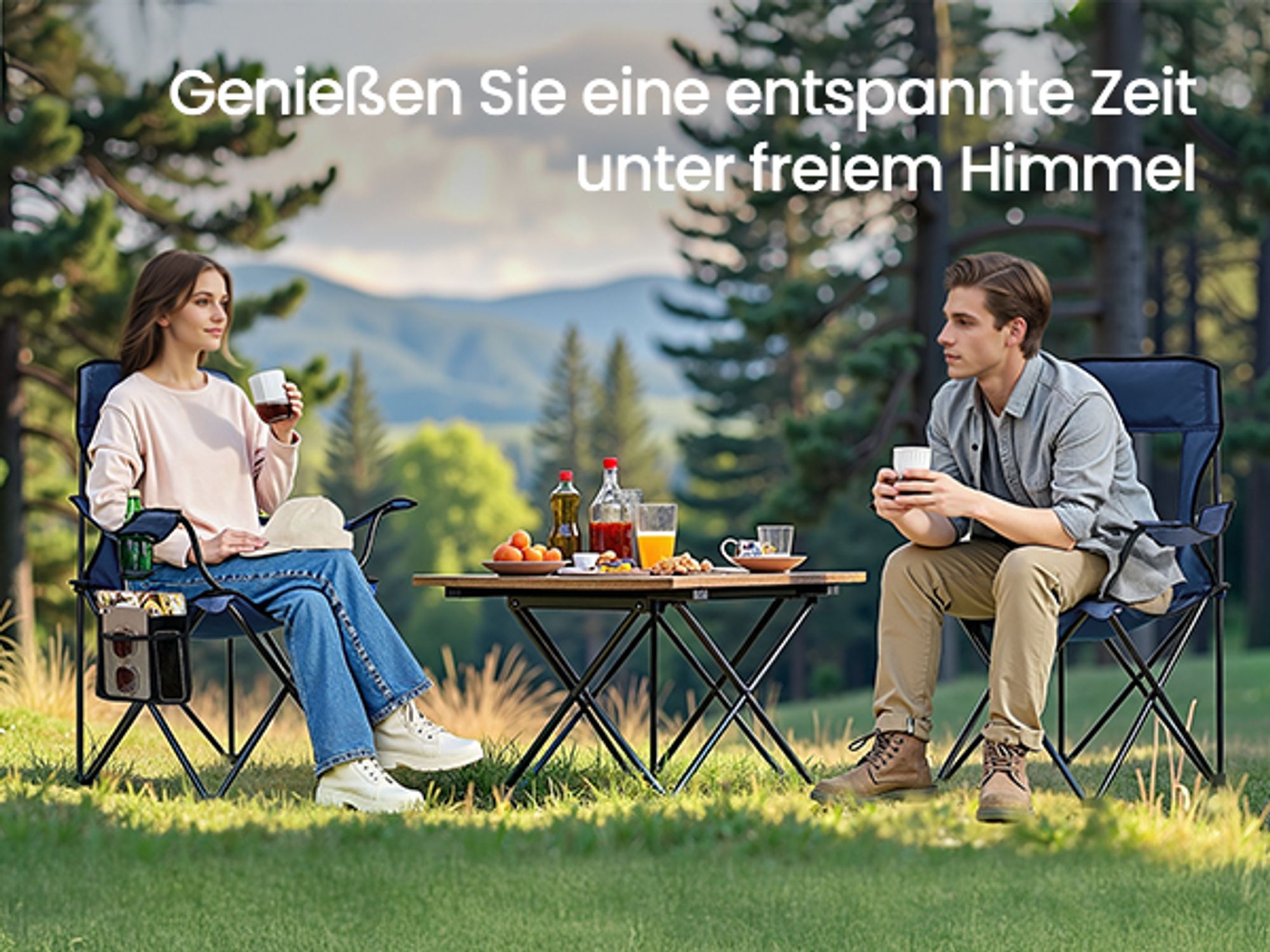 SONGMICS Campingstuhl 2er Set, Klappstuhl Outdoor, Angelstuhl, hohe Rückenlehne