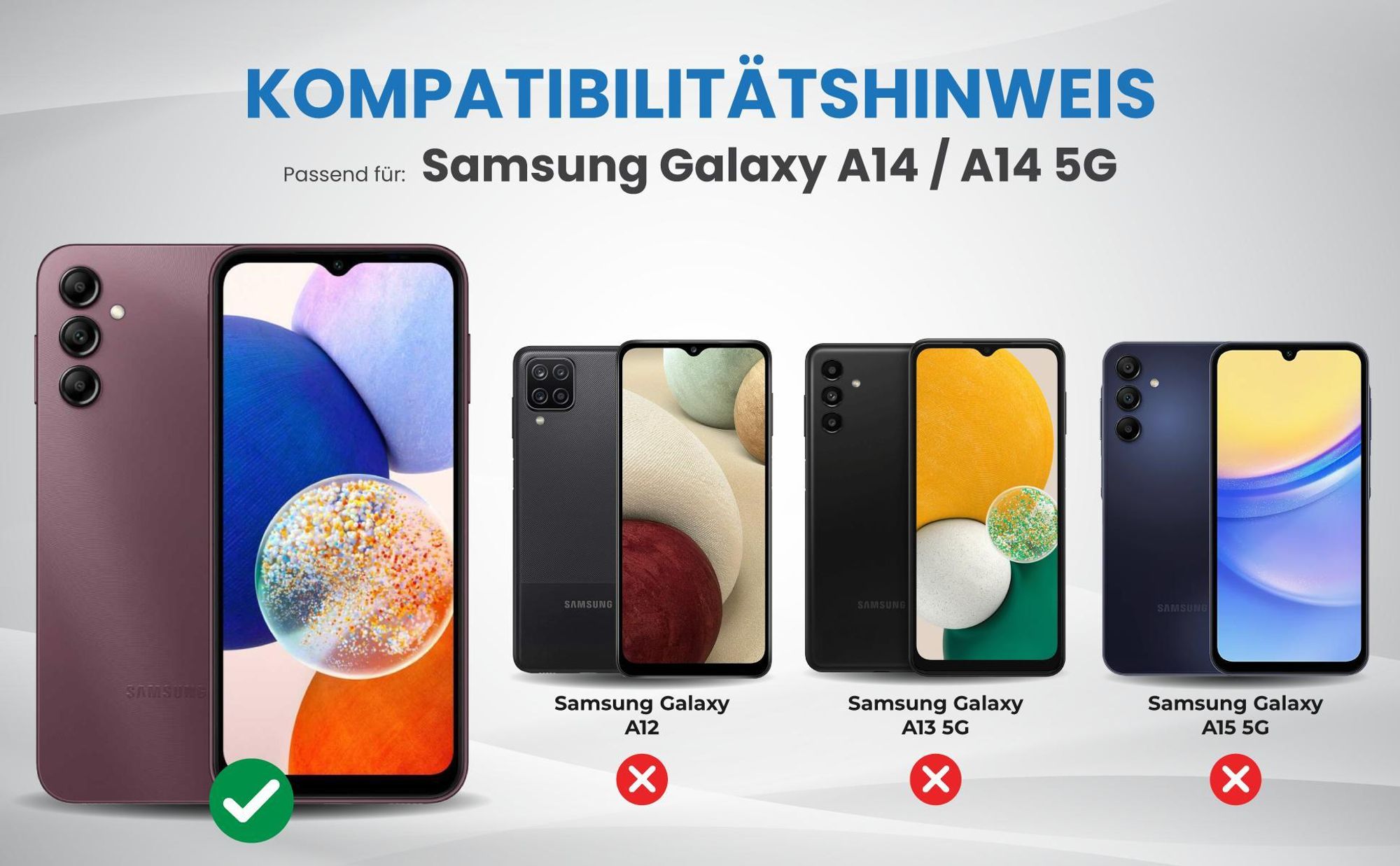 Kompatibilitätshinweise Hülle für Samsung Galaxy A14 / A14 5G