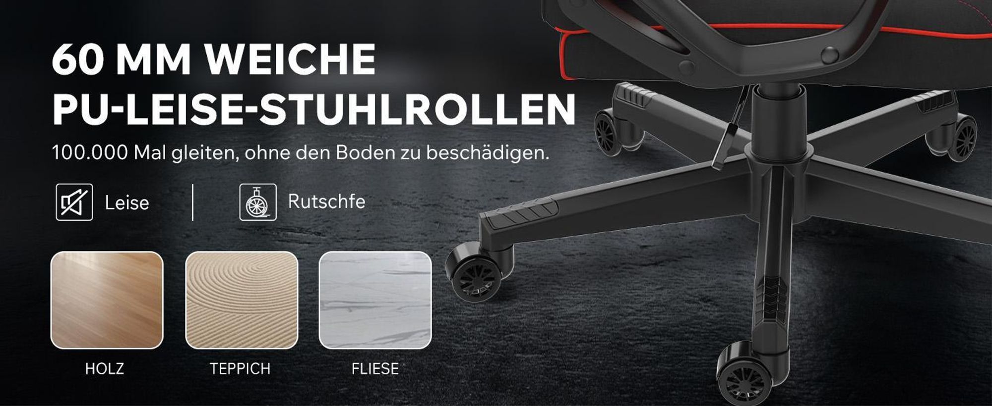 SENSE7 Knight Gaming Stuhl aus Stoff Schwarz-Rot - Ergonomischer Bürostuhl Schreibtischstuhl Stoff Computerstuhl Gamer Racing Stuhl 120 kg