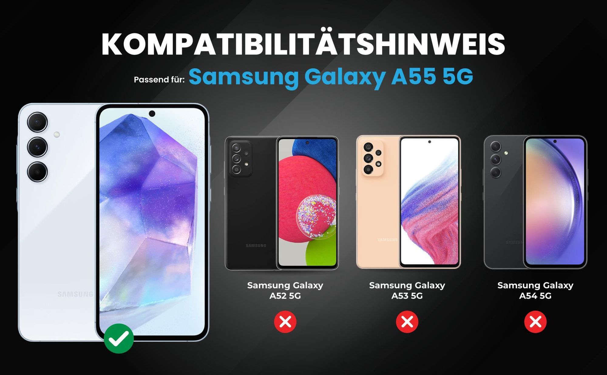 Kompatibilitätshinweise Hülle für Samsung Galaxy A55 5G