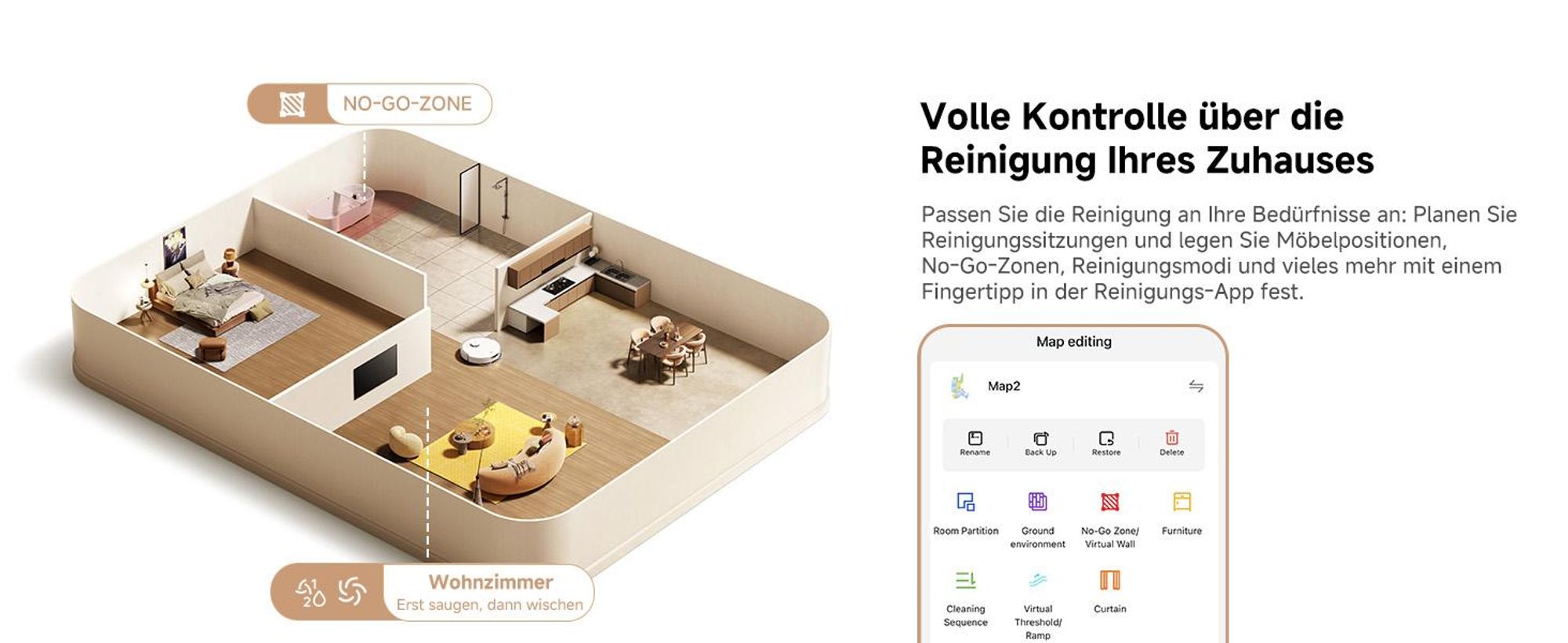 MOVA P50 Ultra Saugroboter 19.000 Pa, flexibler Wischmopp, automatische Reinigung 75 °C + Reinigungsflüssigkeit inklusive