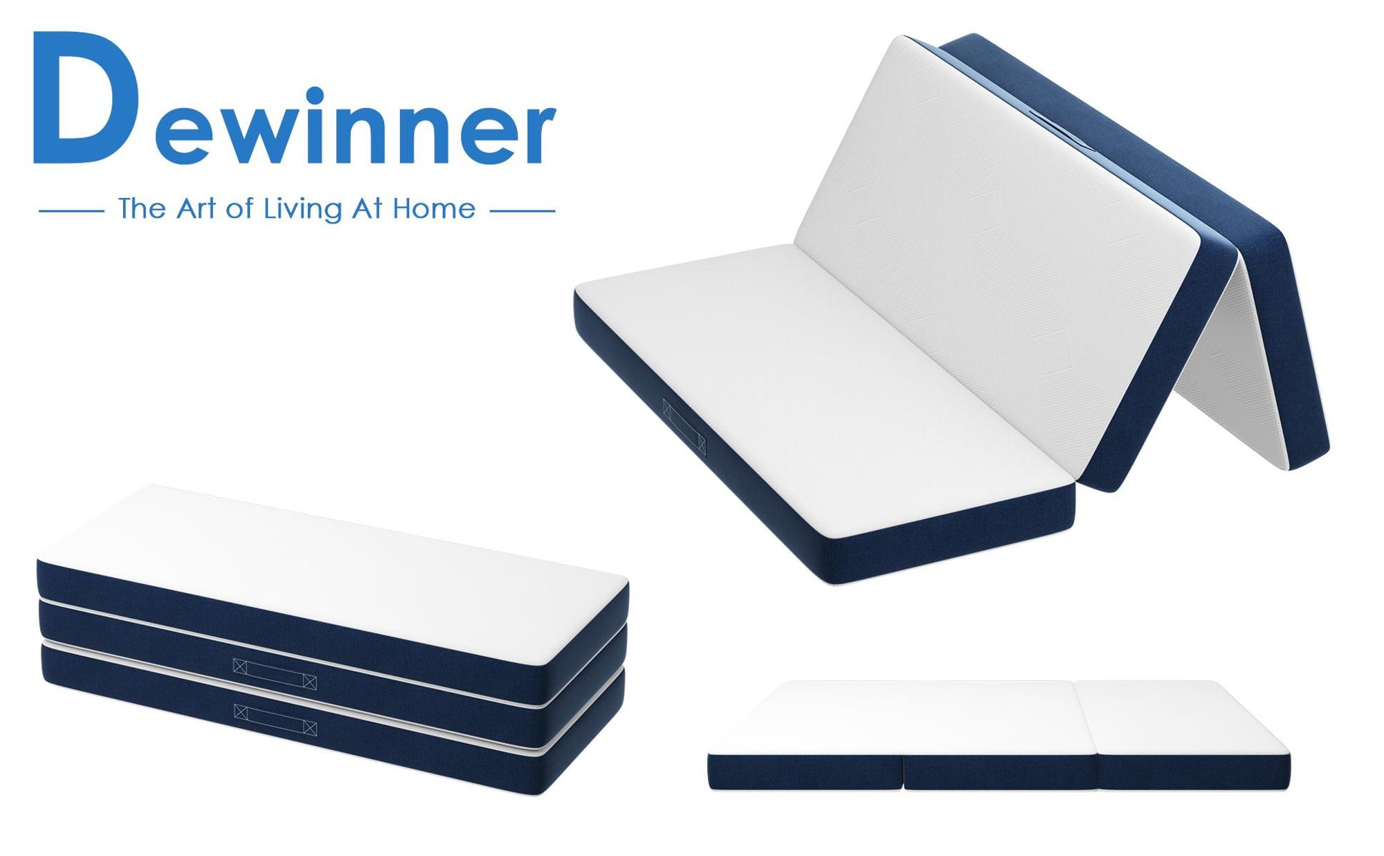 DEWINNER 3-teilige Klappmatratze, multifunktionale Gästematratze, 15 cm Schaumstoff, Abnehmbarer und maschinenwaschbarer Bezug, Faltmatratze