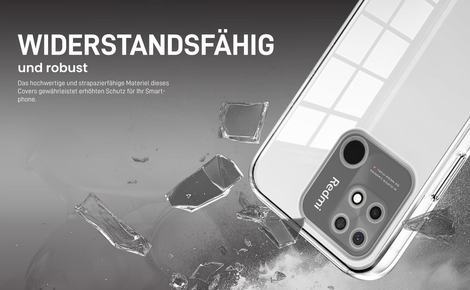 Transparentes Front Back Cover für Xiaomi Redmi 10C mit Aufprallschutz
