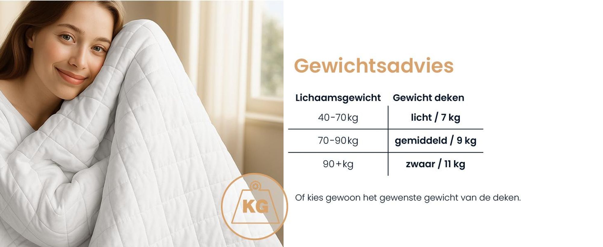 ELONEO Gewichtdeken, 135x200 cm, met 9 kg, gewichtdeken gemaakt van 100% katoen, ontspanningsdeken en anti-stress therapiedeken