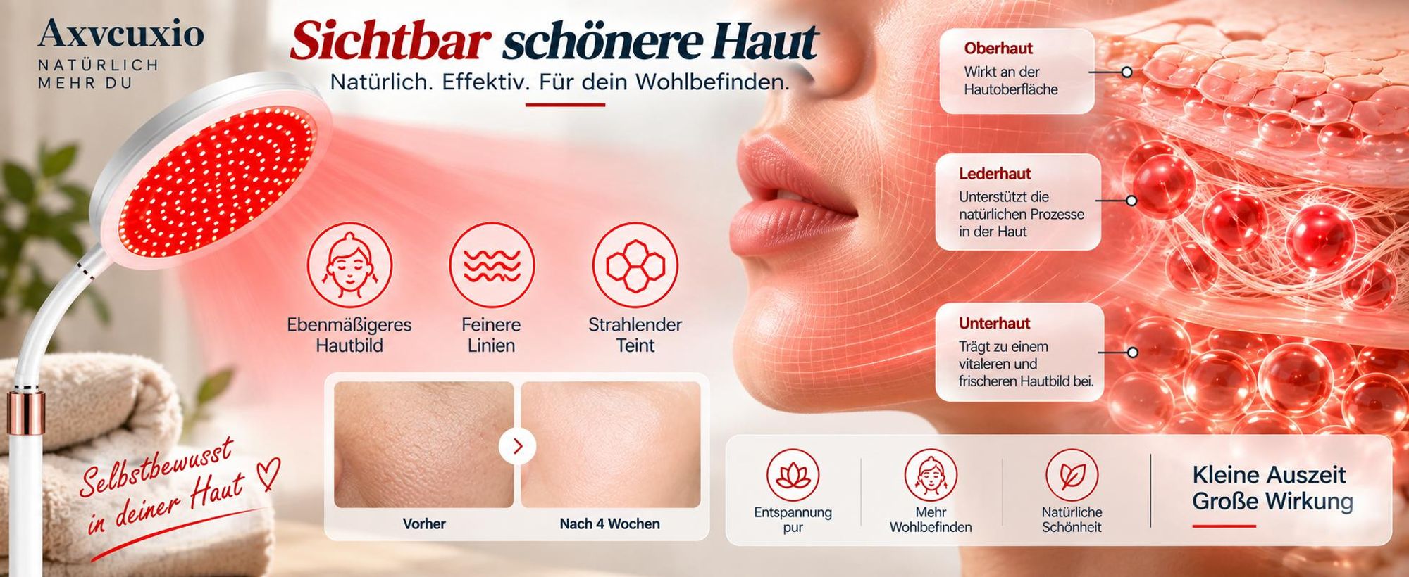 3-in-1 Rotlichtlampe,660nm rotem Licht & 850nm & 940nm Nahinfrarot-Lichttherapiegeräte mit Timer,10 Helligkeitsstufen,Höhenverstellbare LED-Nachtlampe