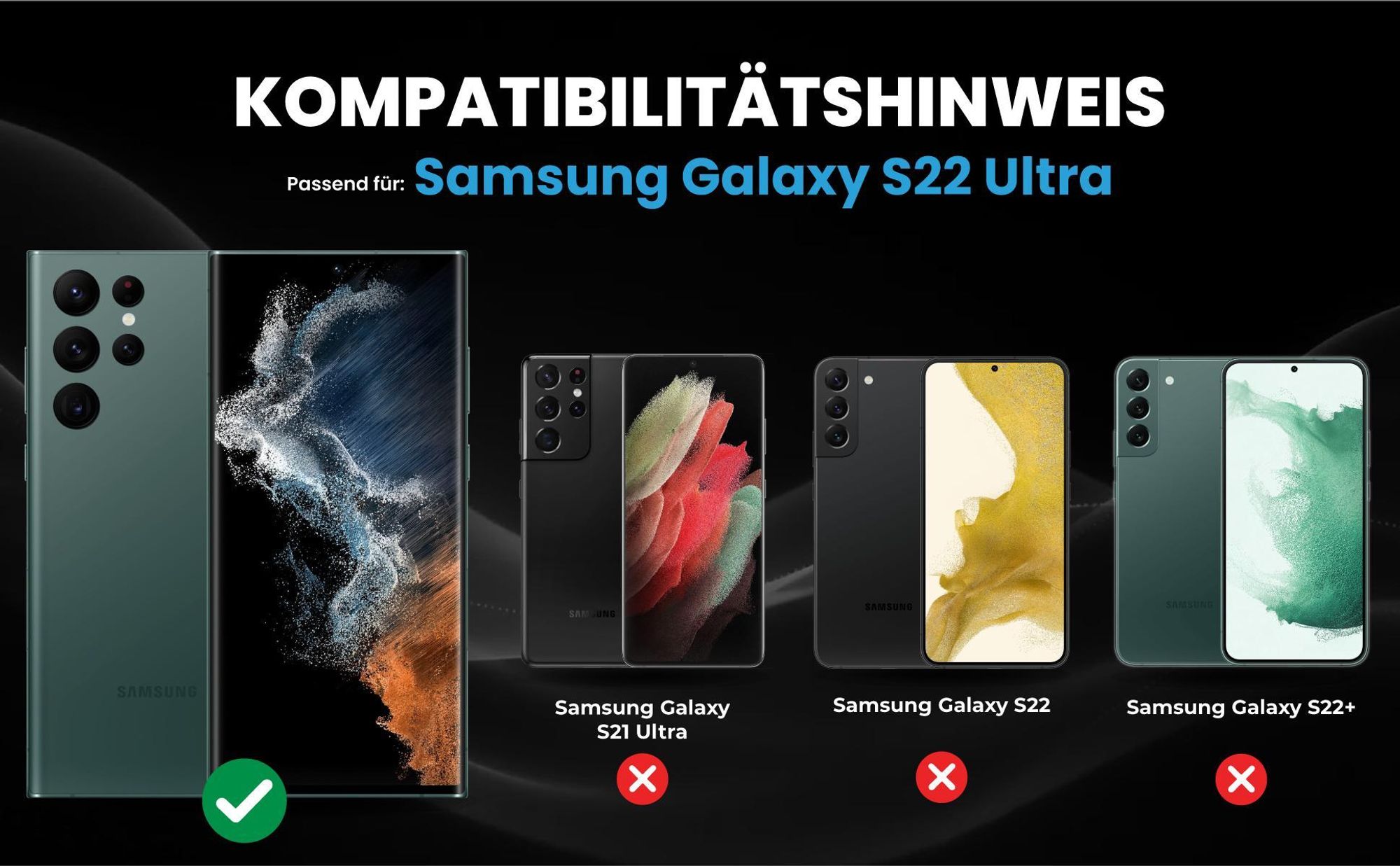 Kompatibilitätshinweise Hülle für Samsung Galaxy S22 Ultra