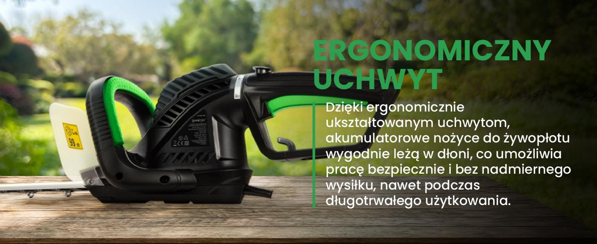 Elektryczne nożyce do żywopłotu o długości 61 cm i ochroną dłoni