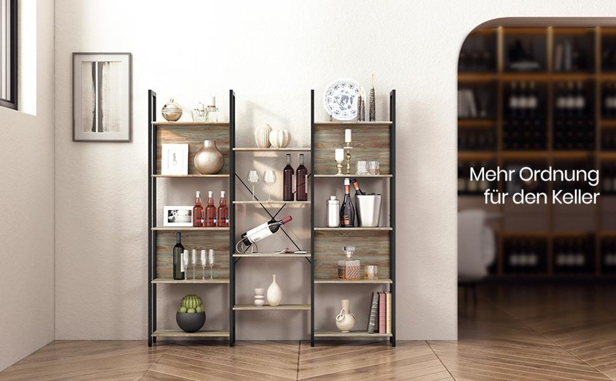 VASAGLE Bücherregal, Standregal 14 Ablagen Regal für Wohnzimmer