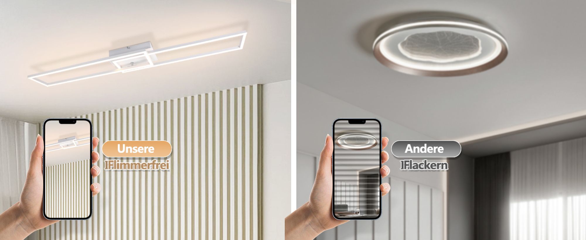 ZMH Deckenleuchte LED Deckenlampe Schlafzimmer Weiß Rahmen Schlafzimmerlampe Modern Wohnzimmerlampe 32W 3000K Küchenlampe Warmweiß Esszimmerlampe Rechteckig Design für Wohnzimmer Esszimmer