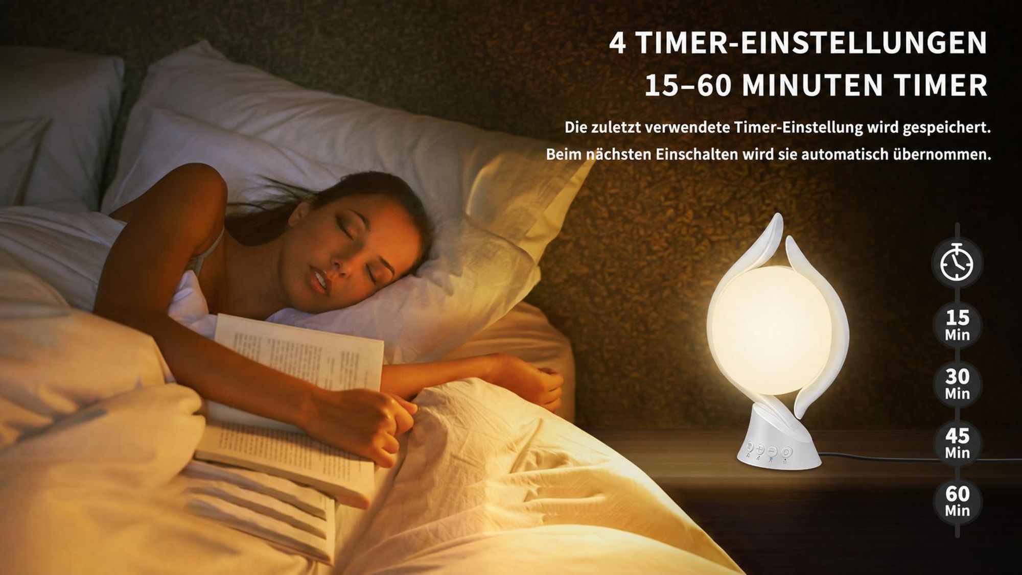 Tageslichtlampe 10000 Lux, Lichttherapielampe mit 3 Lichtfarben 4 Timer 5 einstellbare und Memoryfunktion Lichtintensität, Sonnenlicht Lampe (Weiß)