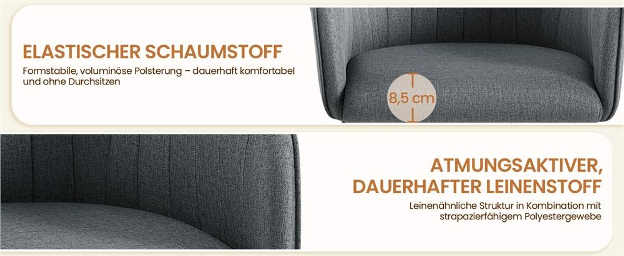 Yaheetech Bürostuhl Schminkstuhl, höhenverstellbarer Schreibtischstuhl, Drehstuhl mit Armlehnen,  atmungsaktiv, bis 136 kg, Dunkelgrau