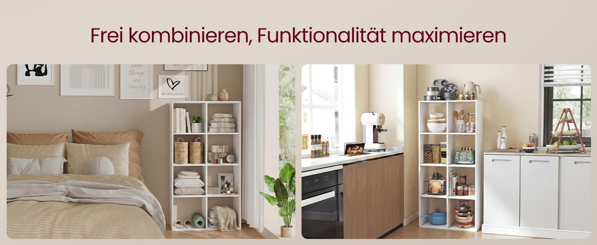 VASAGLE Standregal mit offenen Fächern, 4 Ebenen Würfelregal, Bücherregal für Wohnzimmer, Schlafzimmer, Homeoffice, weiß
