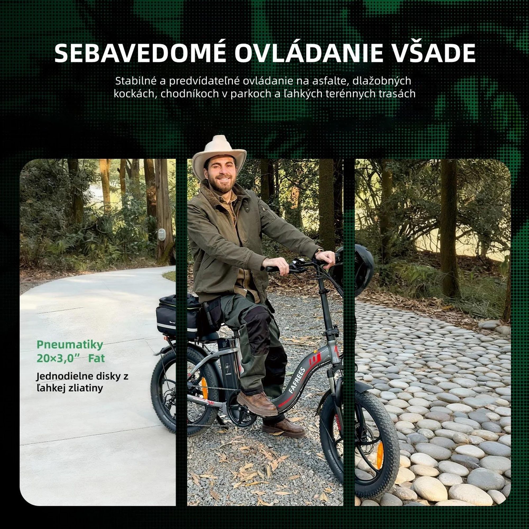 FAFREES F20 E-bike - Motor 250W, Batéria 36V18Ah, 20 Palcové Mechanická Kotúčová Brzda - Sivá