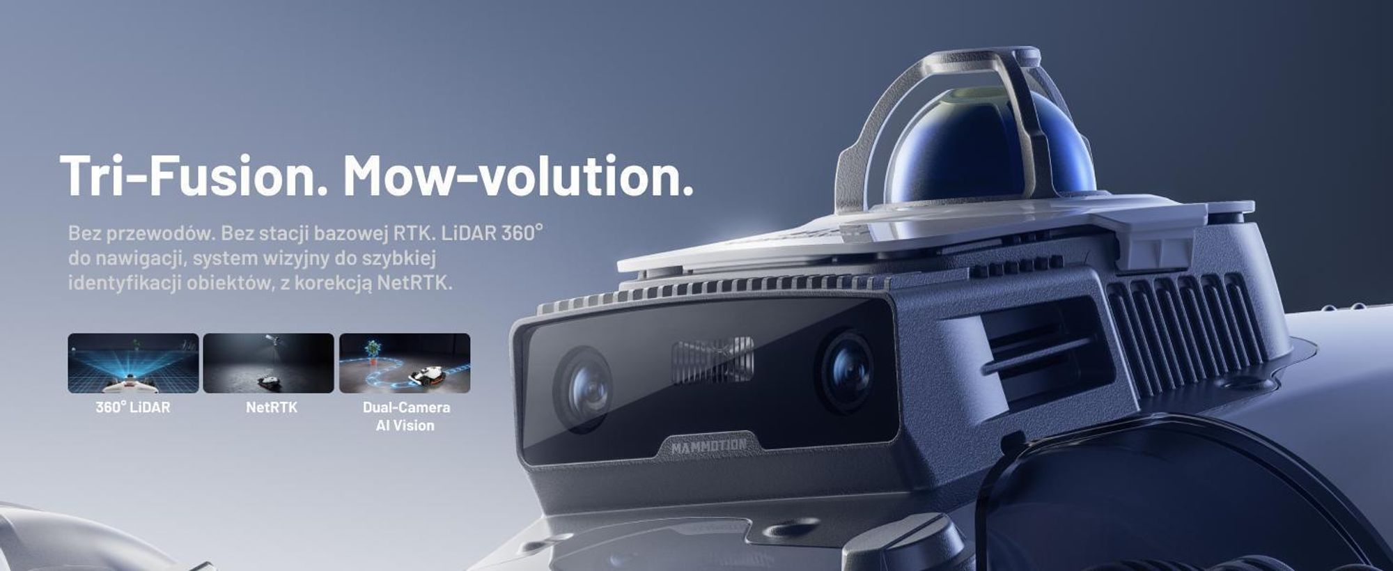 Robot koszący Mammotion LUBA 3 AWD 5000 z garażem, do 5000 m², napęd na wszystkie koła, nachylenie 80%, automatyczne mapowanie, moduł 4G, APP