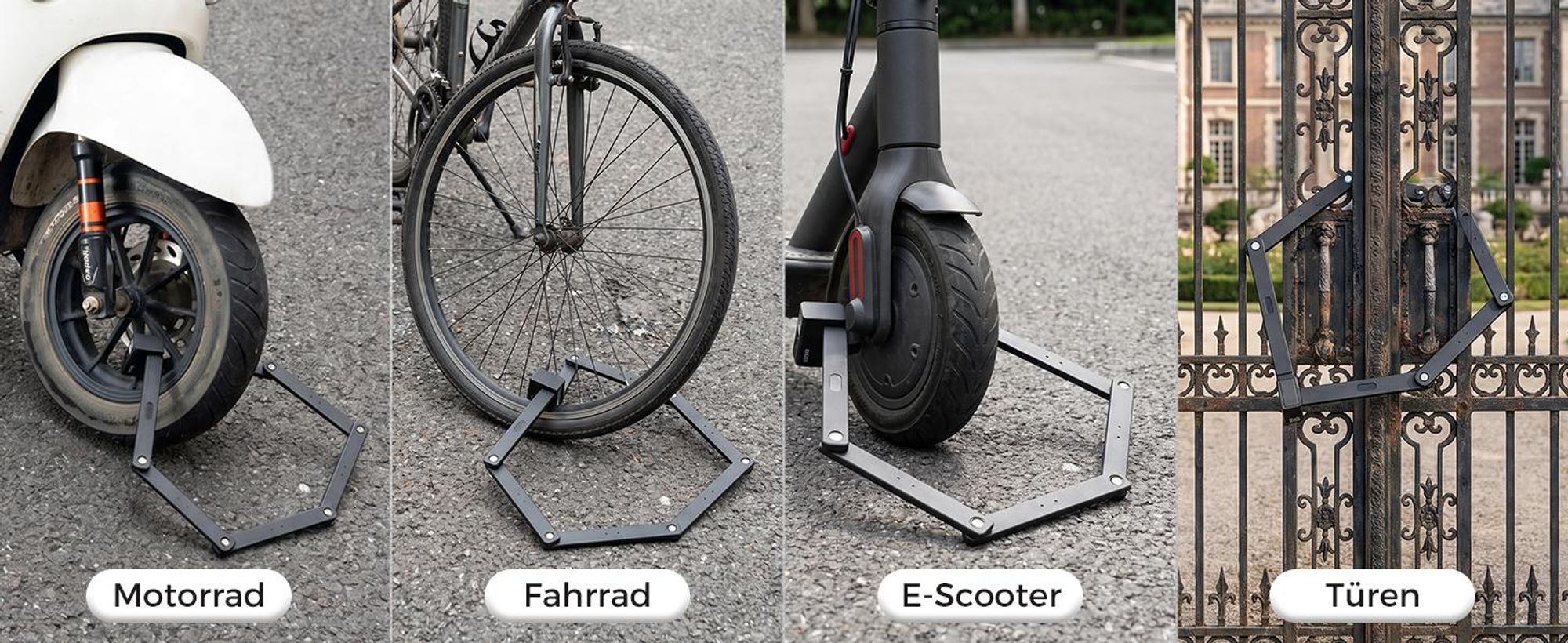 ROCKBROS Faltschloss Fahrradschloss, Hohe Sicherheit 104 cm Faltbares Schloss aus Stahl Halterung mit 3 Schlüsseln für E-Bike, Fahrrad und Motorrad