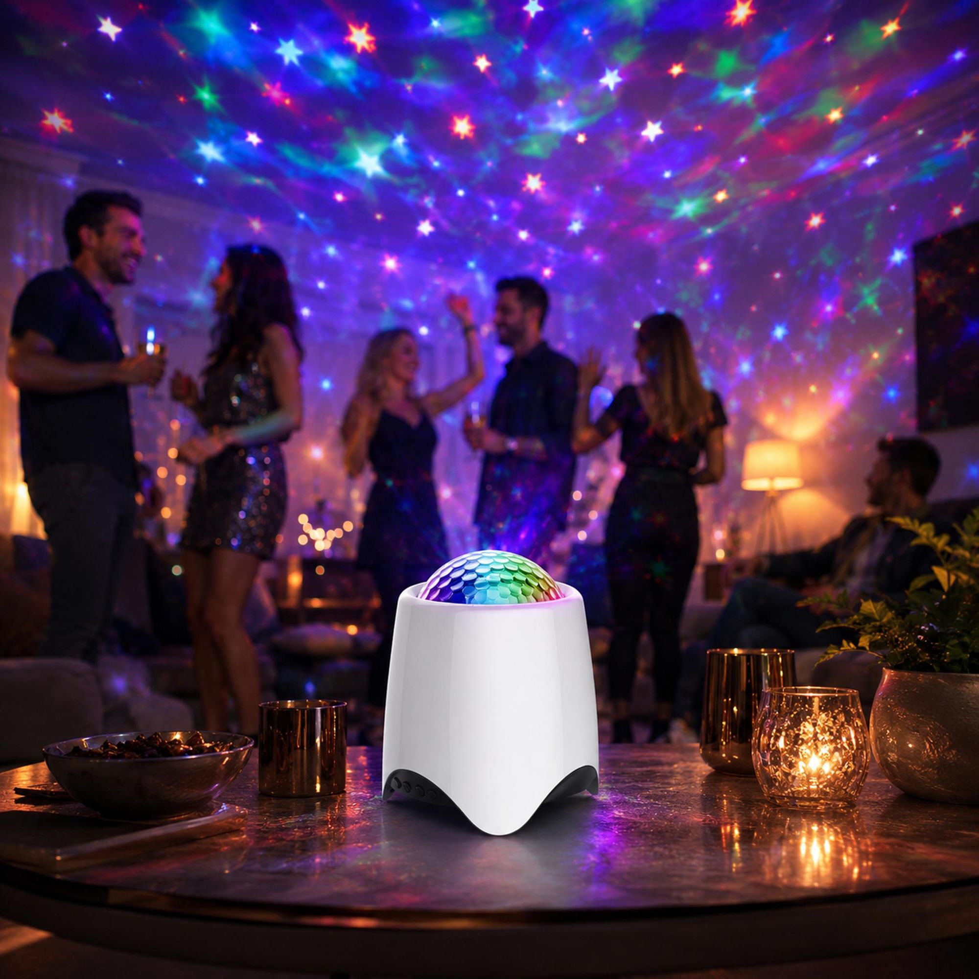 Sternenhimmel Projektor, 3in1 Musik Projektor Nachtlicht mit Bluetooth Lautsprecher & White Noise,56 Dynamische Farb,Baby Kinder Erwachsene Party Deko