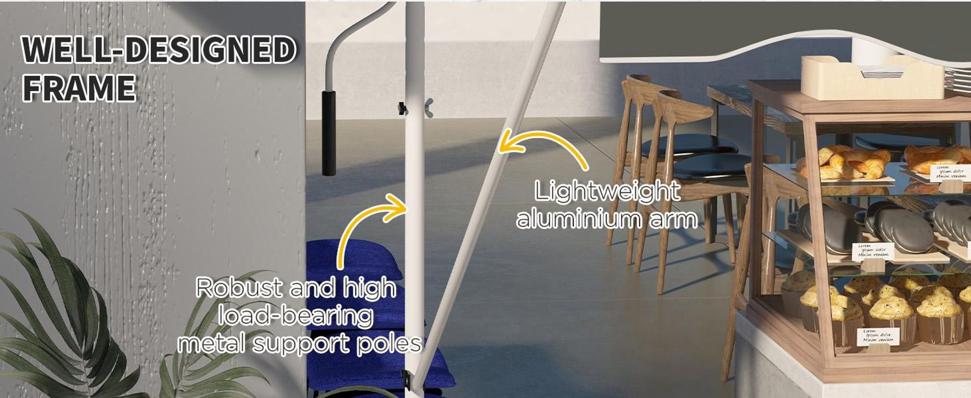 Markiza Outsunny z korbą, regulowana wysokością, z ramieniem przegubowym, odporna na zabrudzenia i warunki atmosferyczne, markiza balkonowa o szerokości 150 cm, markiza tarasowa na taras, balkon, werandę, szara