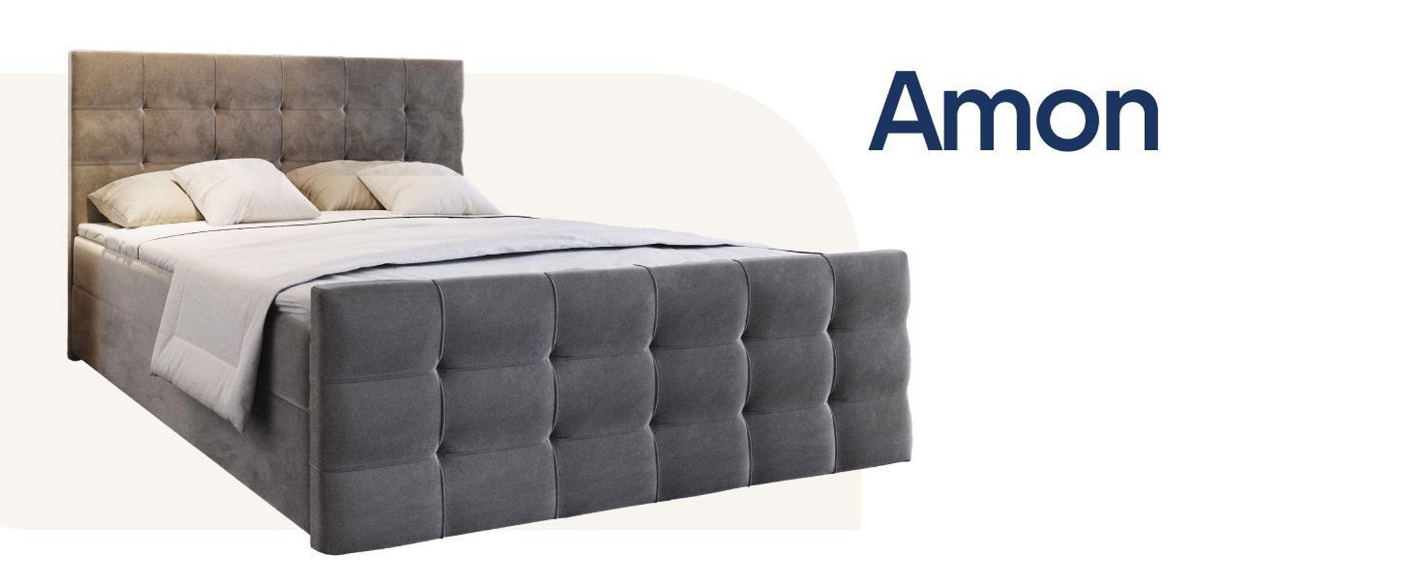 Boxspringbett AMON mit Bonell Matratze und Topper, Polsterbett mit Bettkästen