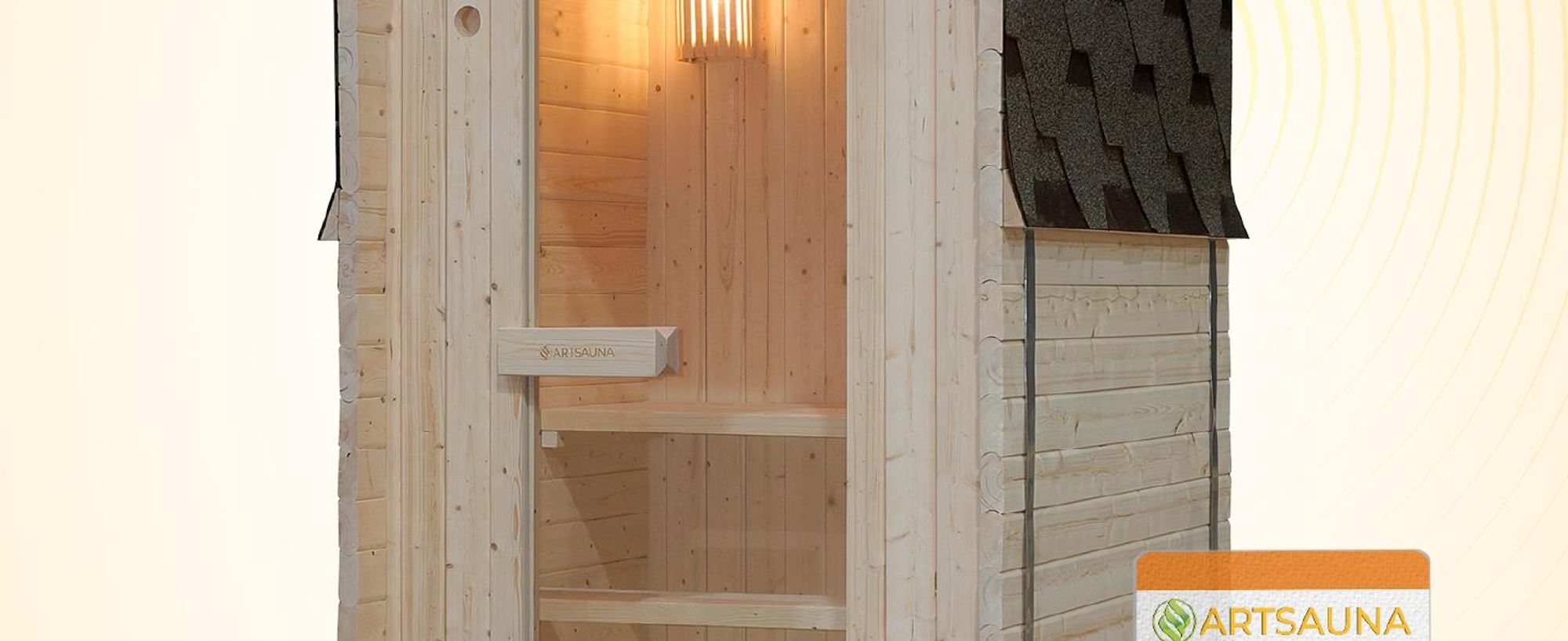 Artsauna Fasssauna Nolvik S, mit 3,6 kW Ofen & Zubehör für Garten, Cube Design