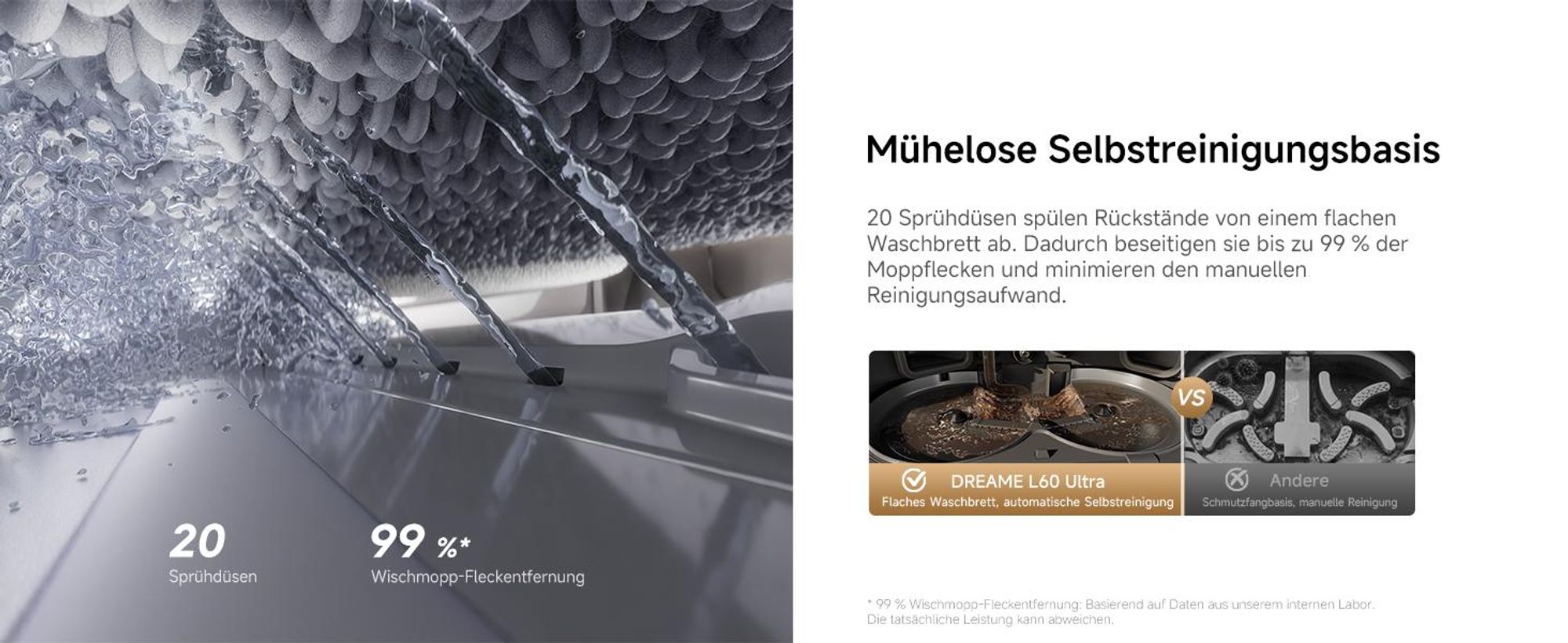 Dreame L60 Ultra Saugroboter mit Wischfunktion,35KPa Saugkraft,KI-3D-ToF-Vision,100°C Selbstreinigung,Doppelflexarme,ausziehbare Seitenbürste,Autolift