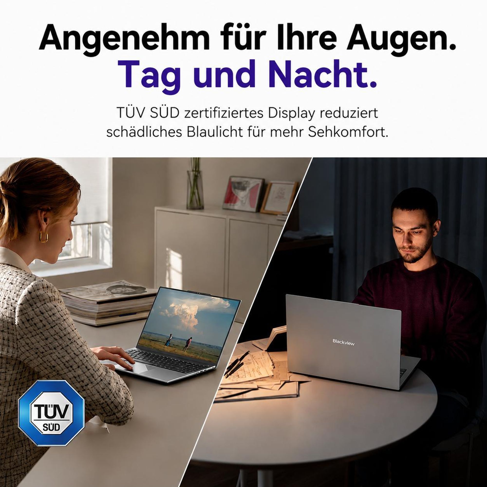 Blackview AceBook 8 Pro, 16" FHD, AMD Ryzen™ 7 3700U, 16GB RAM, 512GB SSD, Windows 11 Pro, 17,4mm dünn, 1,65kg leicht, Silikon-Tastaturschutz DE