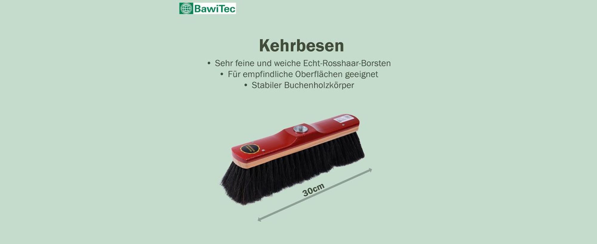 BawiTec Echt-Rosshaar Kehrset Rosshaarbesen Kehrschaufelset Handfeger Set Kehrgarnitur weicher Besen im Komplettset