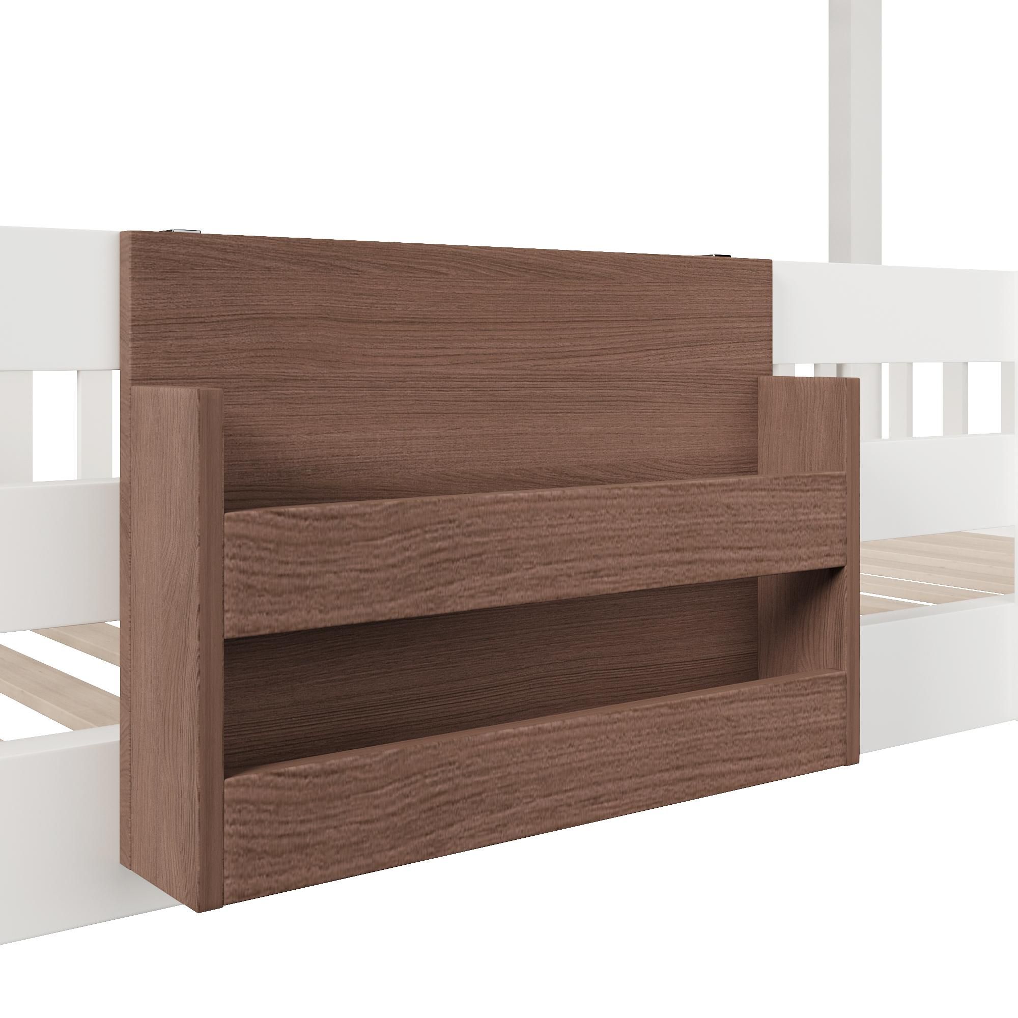 Merax Etagenbett 90x200 cm, Hochbett mit Aufbewahrungsfächern aus Eisen, Leiter, Sicherheitsgitter, Kinderbett, Stockbett, Jugendbett, Weiß