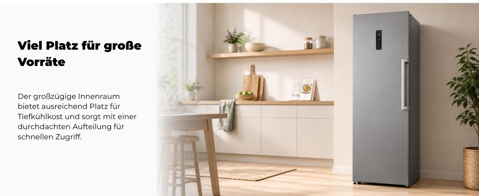 Gefrierschrank | GS5295-NF-H-040C inoxlook | 274 l | No Frost | elektronische Temperaturregelung | Energieklasse C | 39 dB | Inoxlook