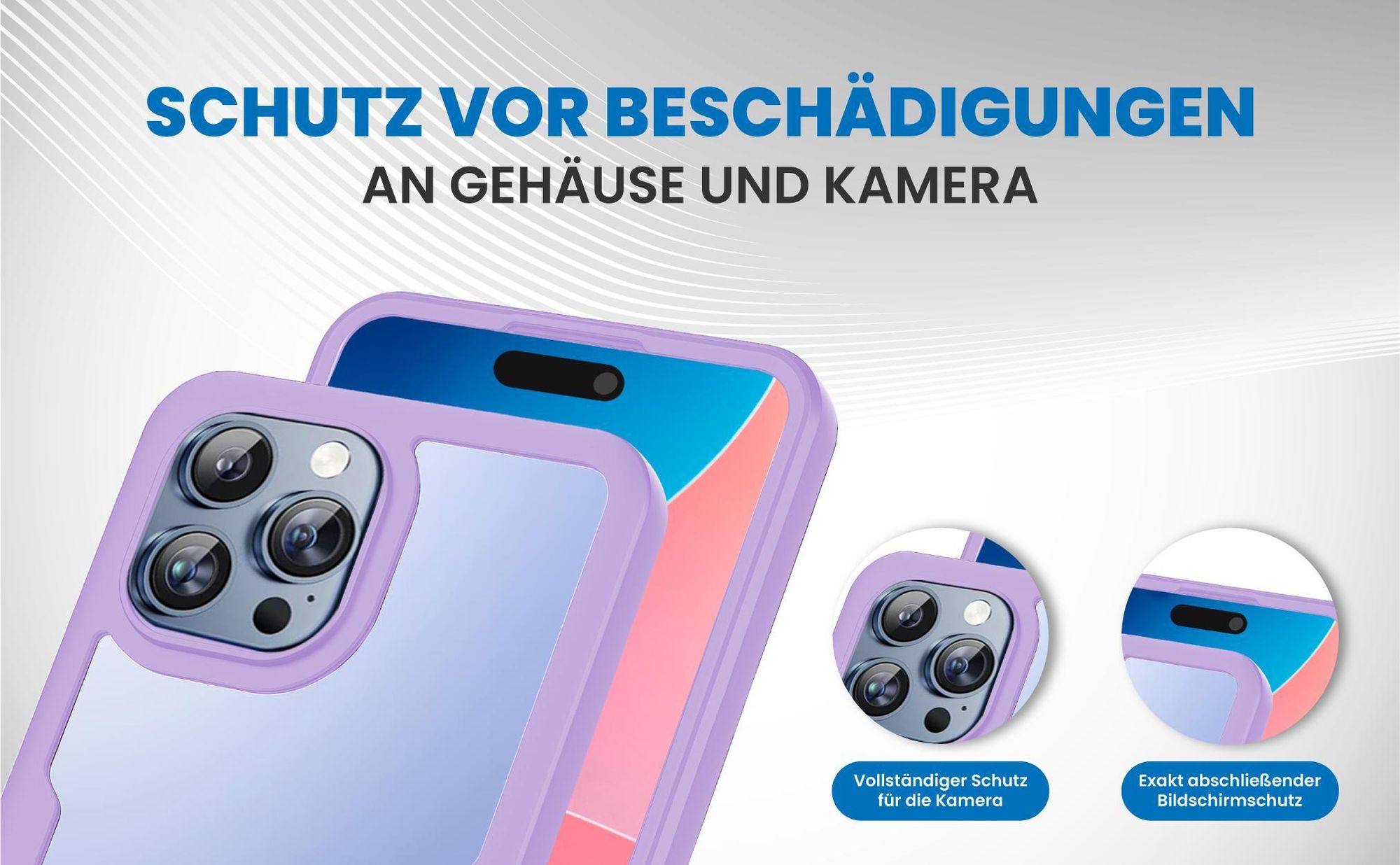 Violette 360 Grad Handyhülle für Apple iPhone 16 Pro Max Front und Backcover