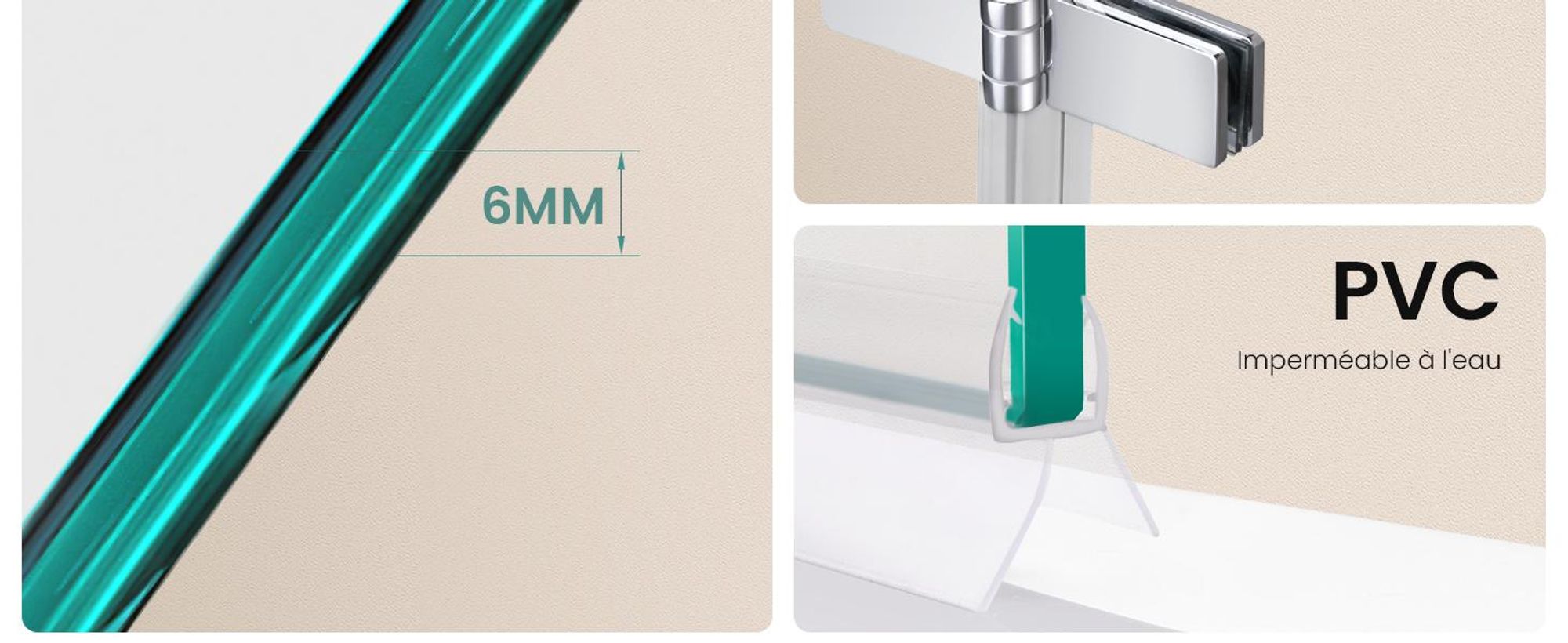 EMKE 120x140cm baignoire paroi de douche en 3 parties pliable avec NANO revêtement facile à nettoyer paroi pliable 6mm verre de sécurité
