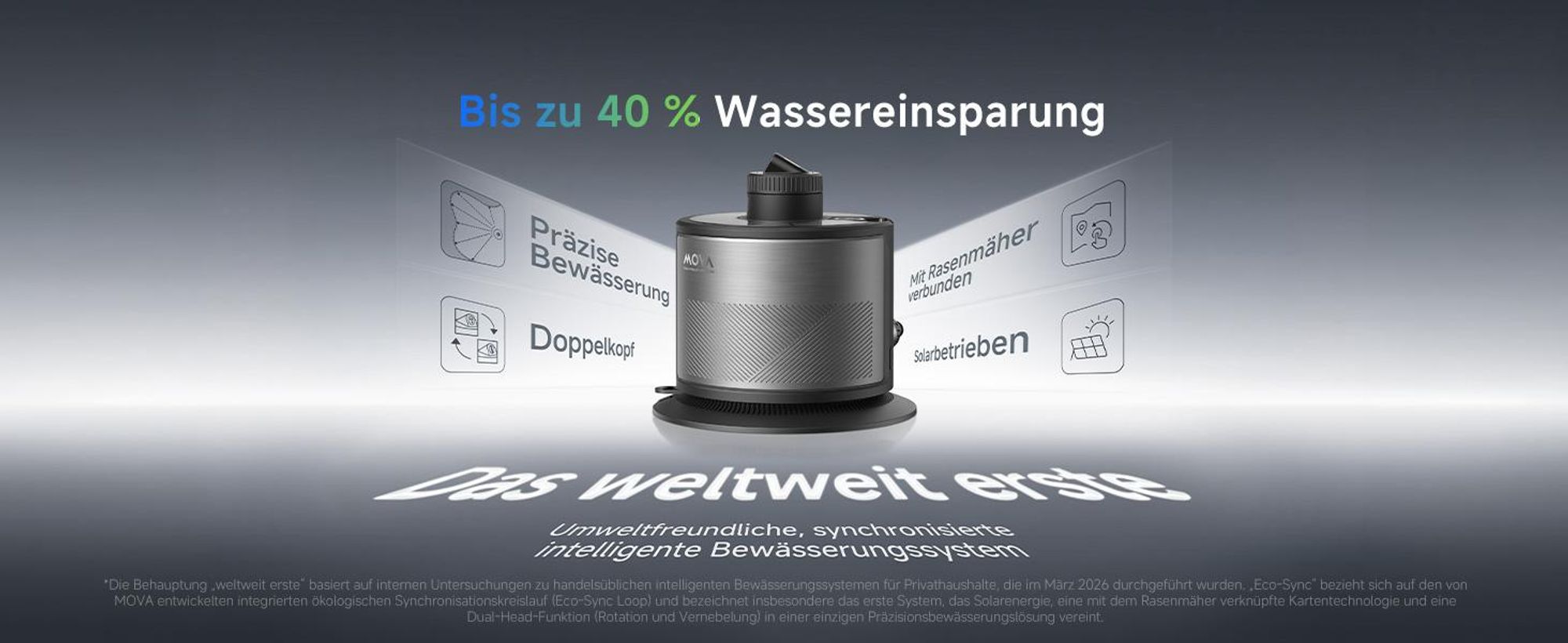 MOVA L10 Intelligenter Rasensprenger mit App & Solar, Automatische Gartenbewässerung WLAN, Regensensor, bis 500m²