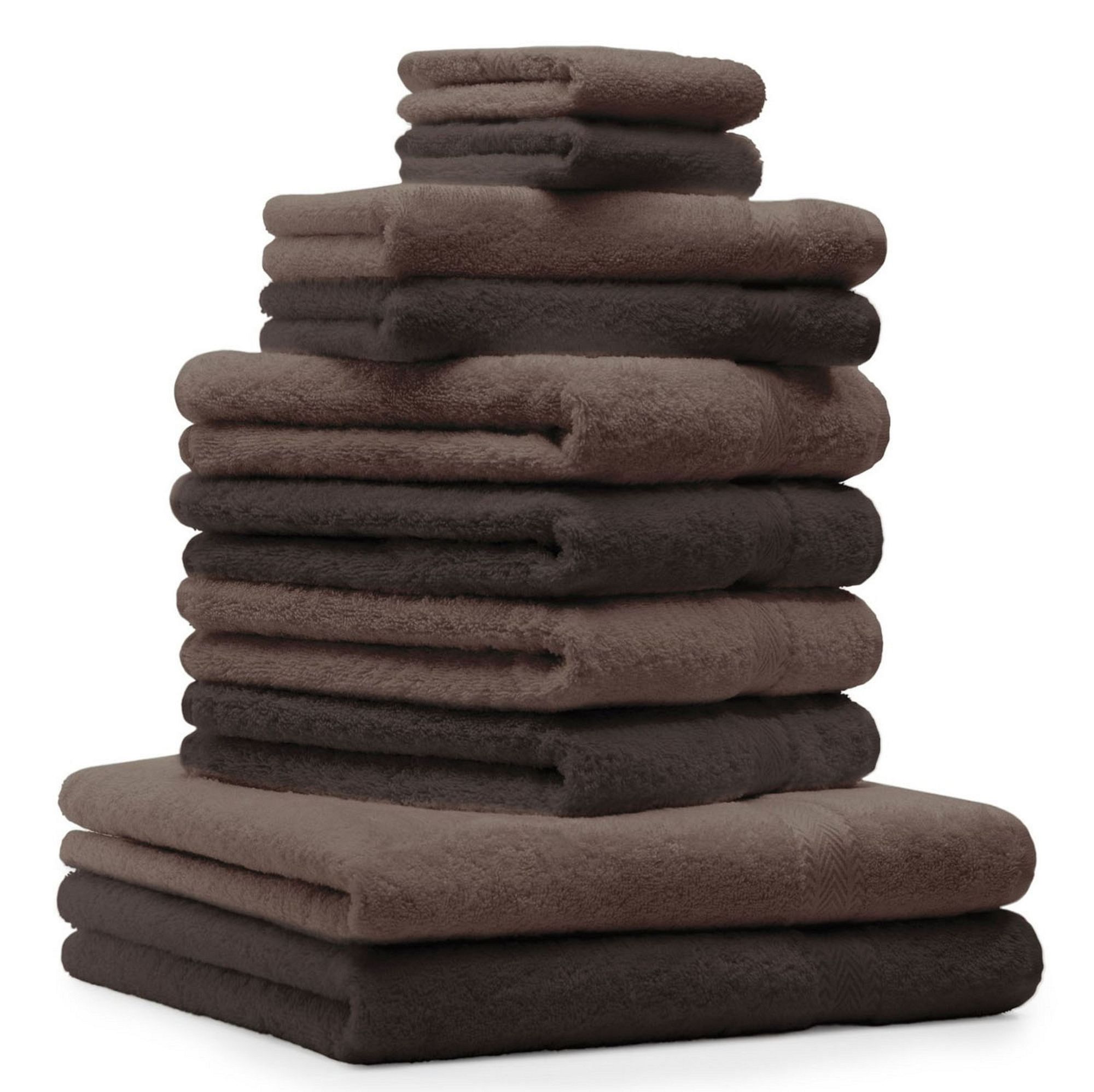 Betz 10-tlg. Handtuch-Set PREMIUM CLASSIC  dunkelbraun und nussbraun
