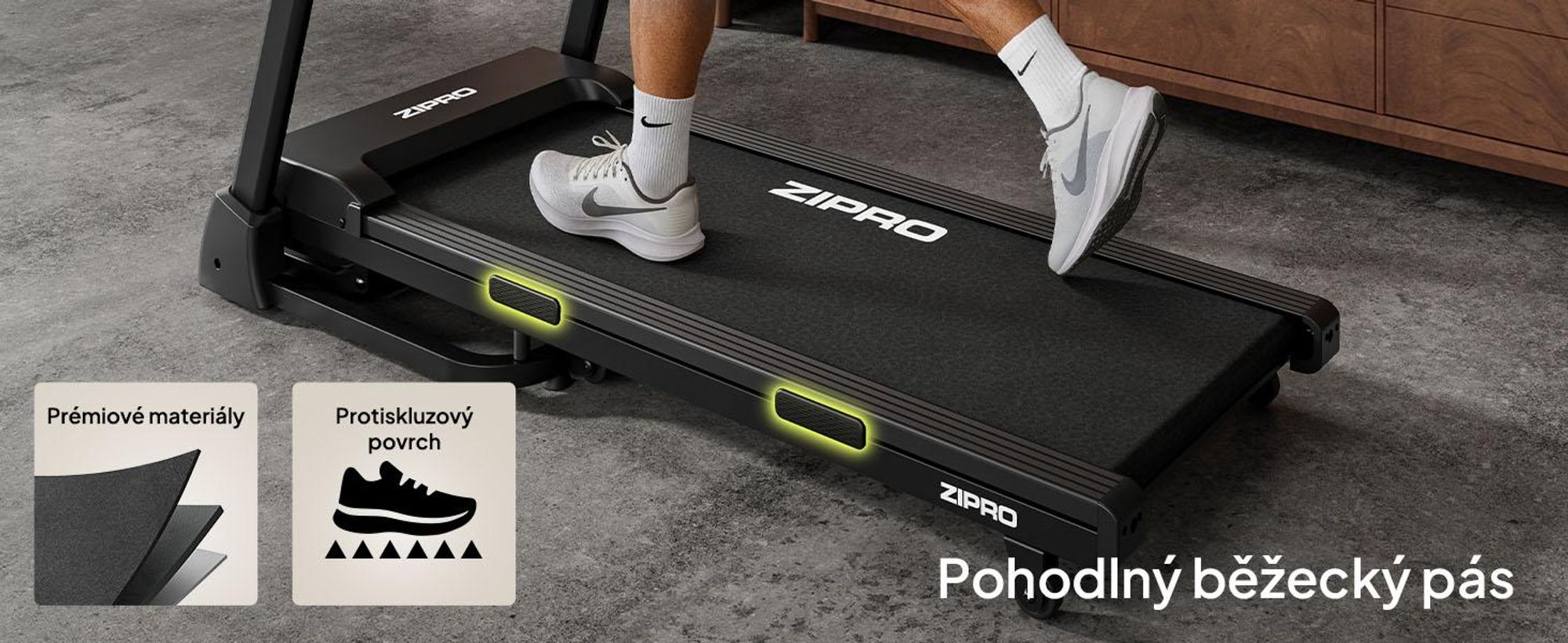 ZIPRO Luma Sklopný běžecký pás se sklonem – elektrický běžecký pás pro domácí použití 12 km/h Domácí trenažér Fitness zařízení Kinomap App Bluetooth