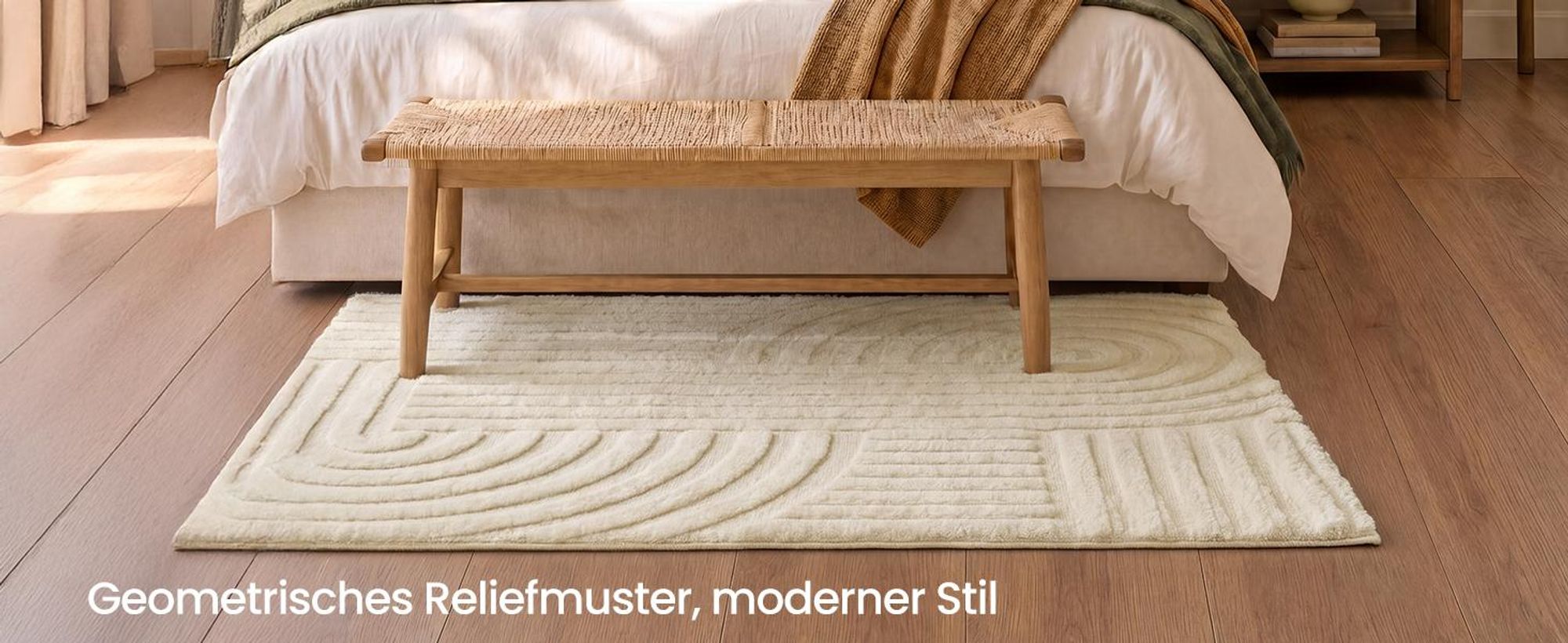 Teppich für Wohnzimmer, 3D-Flor Geometrisch, Rutschfest und Waschbar, 230 x 160 x 1 cm, Weiß